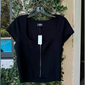 Black Scoop Neck Knit Top by Maeve (size medium)